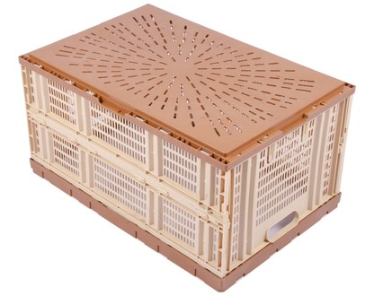 Складной ящик 600х400х310 перфорированный бежевый фото 1